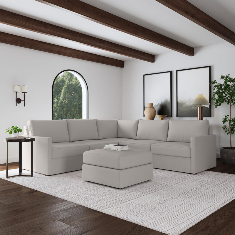 Flex 5-Seat Sectional with Narrow Arm and Ottoman