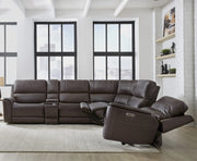 Parker Living Easton - Steamboat Brown 6 Piece Zero Gravity Power Reclining Sectional with Power Adjustable Headrests