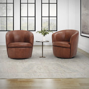 Parker Living Barolo 100% Italian Leather Swivel Club Chair Two Pack