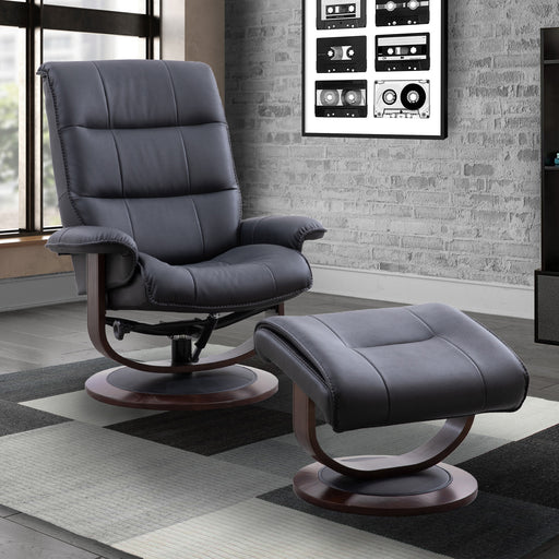 Parker Living Knight - Black Manual Reclining Swivel Chair and Ottoman