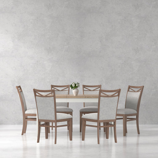 Parker House Americana Modern Dining Rectangular Extendable Dining Table with 6 Upholstered Dining Chairs