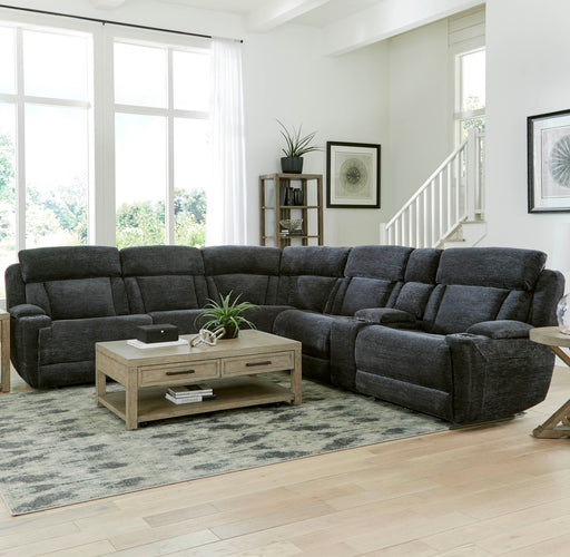 Parker Living Dalton - Lucky Charcoal 6 Piece Modular Power Reclining Sectional with Power Adjustable Headrests