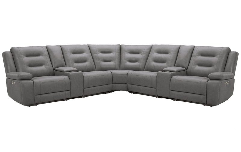 Parker Living Caldwell Fog 7 Piece Modular Power Reclining Sectional with Power Adjustable Headrests with 2 Consoles