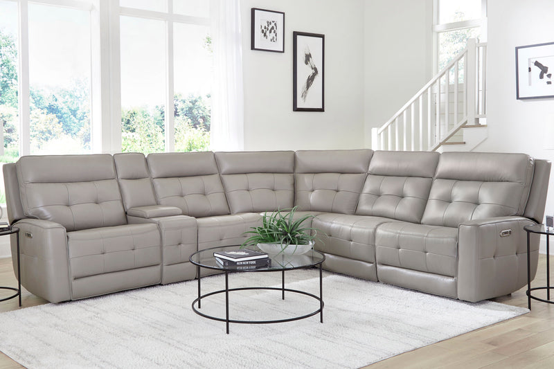 Parker Living Canterbury - Pewter 6 Piece Zero Gravity Modular Power Reclining Sectional