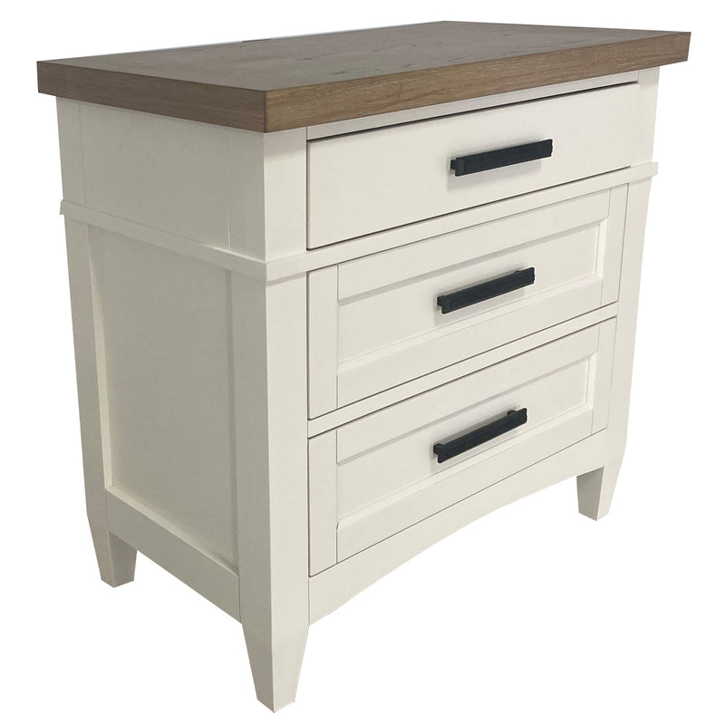 Parker House Americana Modern Bedroom 3 Drawer Nightstand with Charging Station