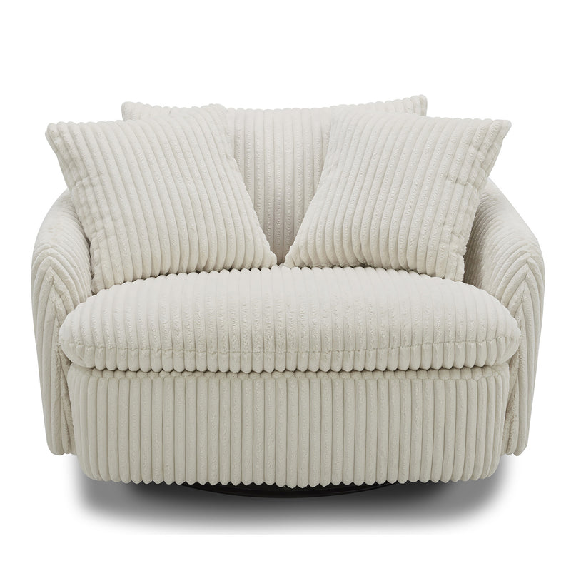 Parker Living Boomer - Mega Ivory Large Swivel Chair with 2 Toss Pillows