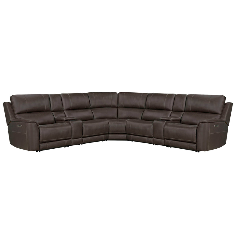 Parker Living Easton - Steamboat Brown 7 Piece Zero Gravity Power Reclining Sectional with Power Adjustable Headrests