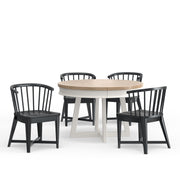 Parker House Americana Modern Dining 48-66" Round Dining Table and 4 Black Barrel Chairs