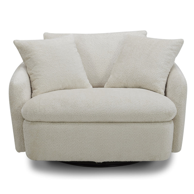 Parker Living Boomer - Utopia Sand Large Swivel Chair with 2 Toss Pillows