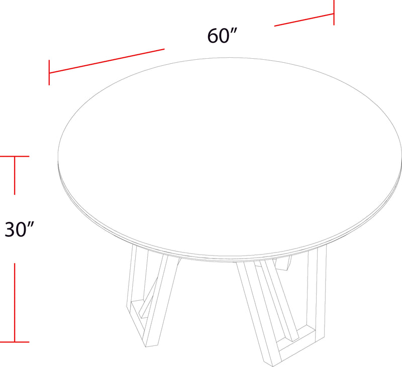 Parker House Pure Modern Dining 60 In. Round Table with Wood Base
