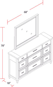 Parker House Americana Modern Bedroom 9 Drawer Dresser and Mirror