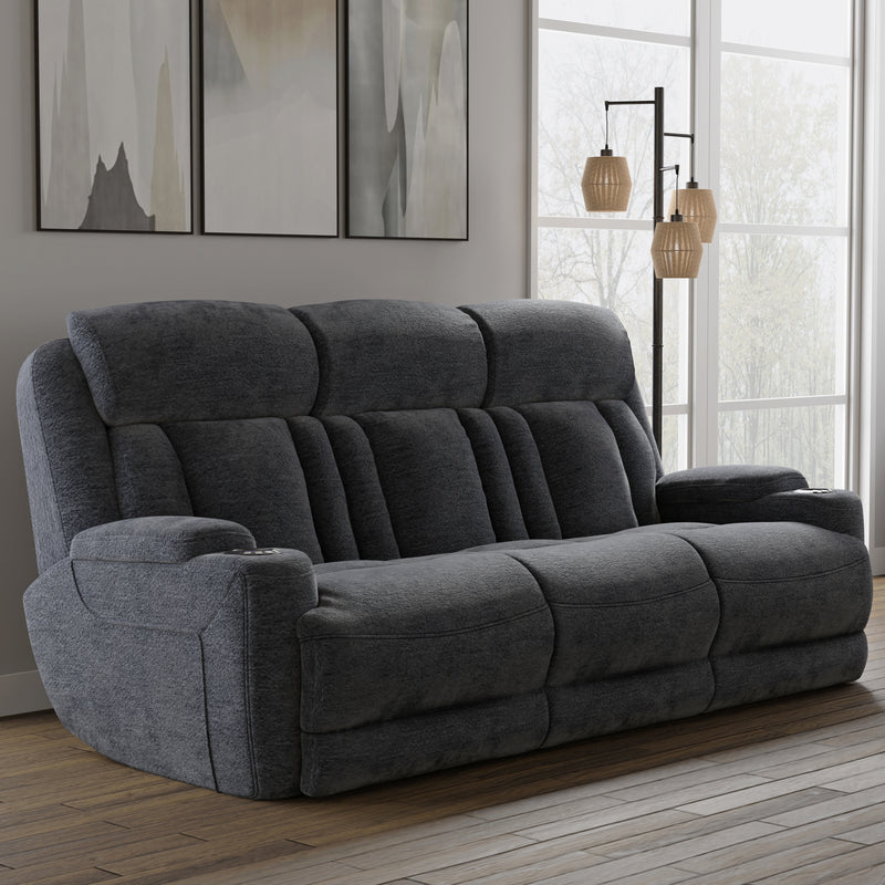 Parker Living Dalton - Lucky Charcoal Power Reclining Sofa with Drop Down Table