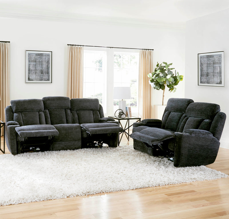 Parker Living Dalton - Lucky Charcoal Power Reclining Sofa and Loveseat