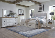 Parker House Americana Modern Bedroom Queen Shelter Bed 2 Nightstands Dresser with Mirror and Chest