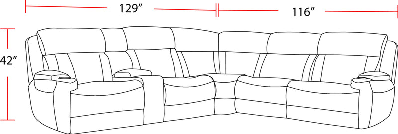 Parker Living Dalton - Lucky Fawn 6 Piece Modular Power Reclining Sectional with Power Adjustable Headrests