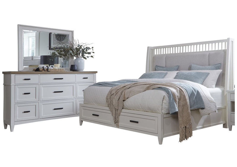 Parker House Americana Modern Bedroom King Shelter Bed with Dresser and Mirror