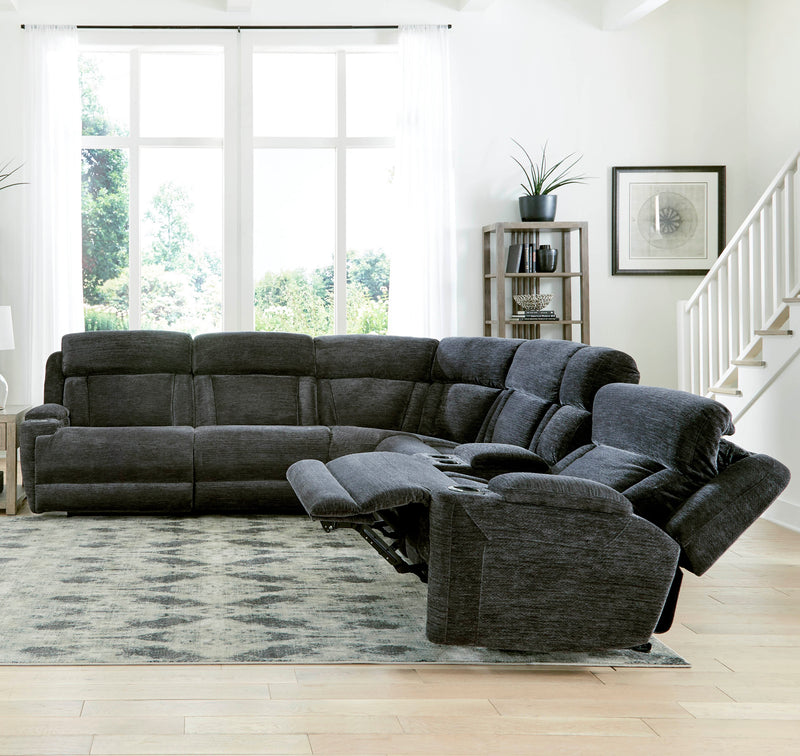 Parker Living Dalton - Lucky Charcoal 6 Piece Modular Power Reclining Sectional with Power Adjustable Headrests