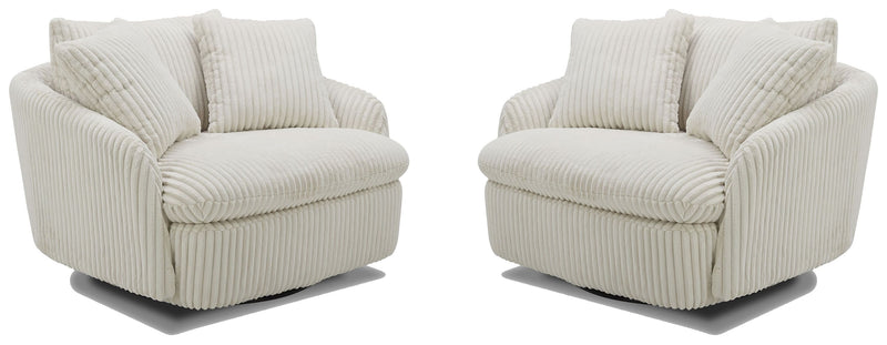 Parker Living Boomer - Mega Ivory Large Swivel Chair with 2 Toss Pillows Two Pack
