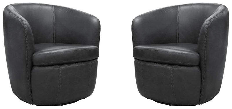 Parker Living Barolo - Vintage Slate 100% Italian Leather Swivel Club Chair Two Pack