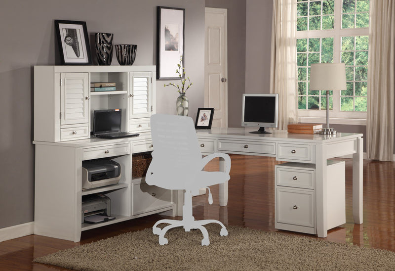 Parker House Boca L Shape Desk with File Credenza and Hutch