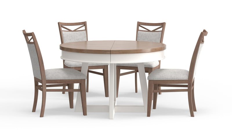 Parker House Americana Modern Dining 48 In. Round Extendable Dining Table and 4 Upholstered Chairs