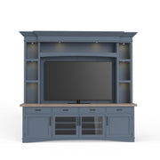 Parker House Americana Modern - Denim 92 In. TV Console with Hutch Back Panel and LED Lights