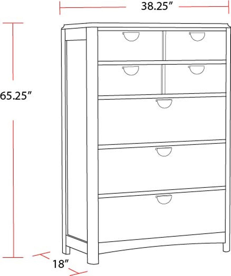 Parker House Escape - Bedroom 5 Drawer Chest with Cedar Bottom