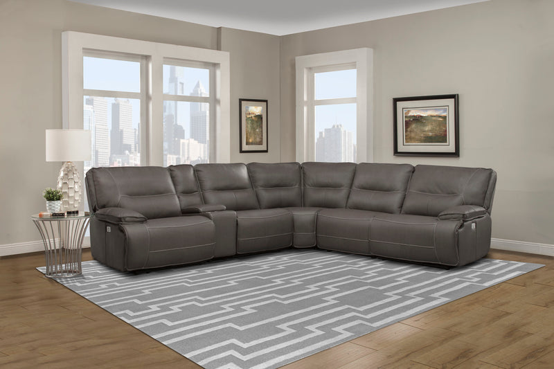 Parker Living Spartacus - Haze 6 Piece Modular Power Reclining Sectional with Power Adjustable Headrests