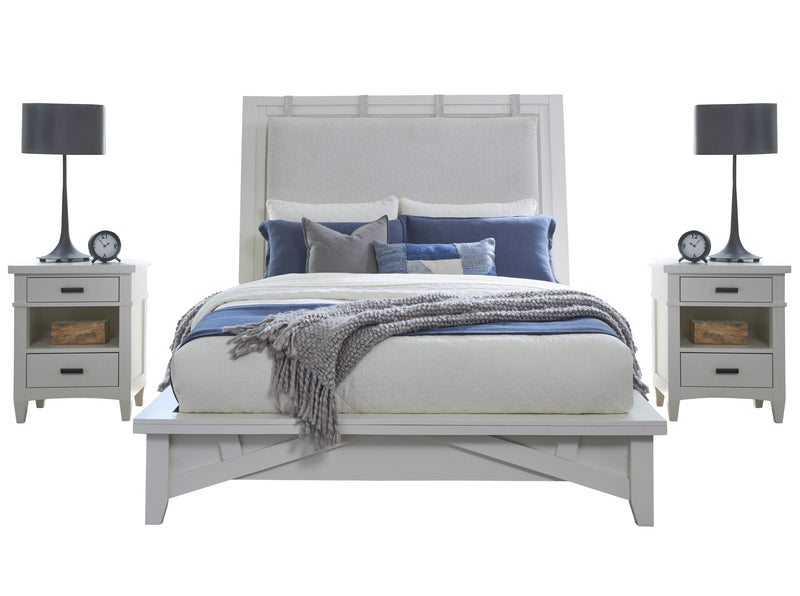 Parker House Americana Modern Bedroom Queen Platform Bed with 2 Nightstands