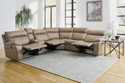 Parker Living Theon - Stokes Toffee 6 Piece Modular Manual Reclining Sectional and Entertainment Console