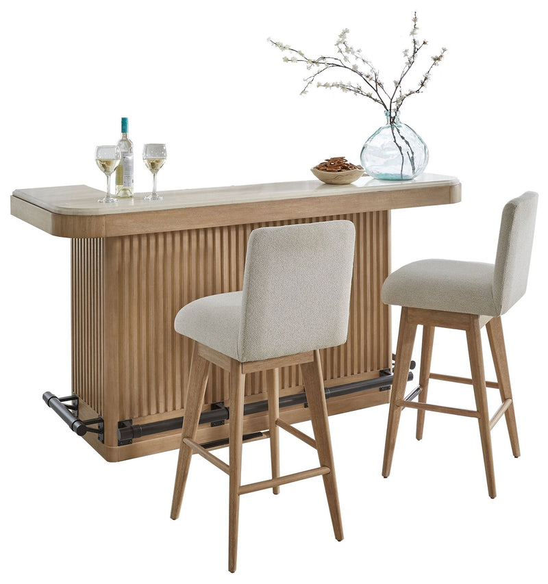 Parker House Escape - Dining 78" Bar with 2 upholstered swivel barstools