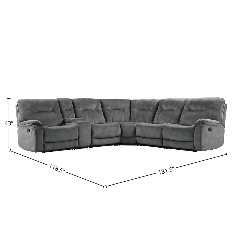 Parker Living Cooper - Shadow Grey 6 Piece Modular Manual Reclining Sectional