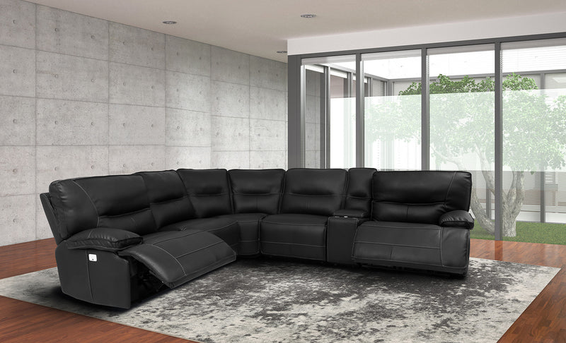 Parker Living Spartacus - Black 6 Piece Modular Power Reclining Sectional with Power Adjustable Headrests