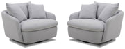 Parker Living Boomer - Dove Grey Large Swivel Chair with 2 Toss Pillows Two Pack