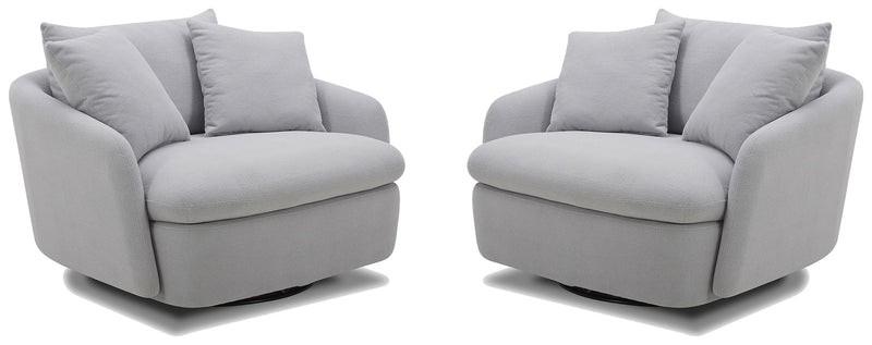 Parker Living Boomer - Dove Grey Large Swivel Chair with 2 Toss Pillows Two Pack