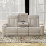 Parker Living Royce - Fantom Ivory Power Reclining Sofa with Drop Down Console