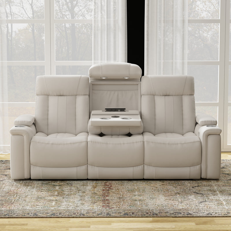 Parker Living Royce - Fantom Ivory Power Reclining Sofa with Drop Down Console