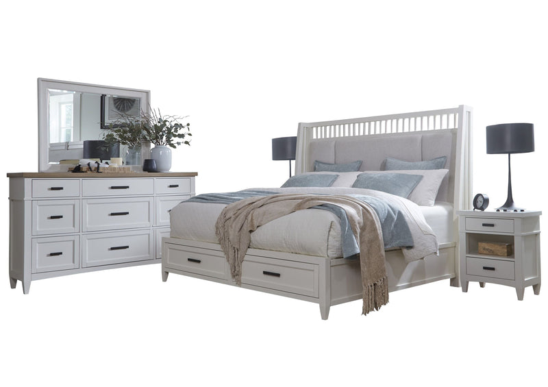 Parker House Americana Modern Bedroom Queen Shelter Bed 2 Nightstands and Dresser with Mirror
