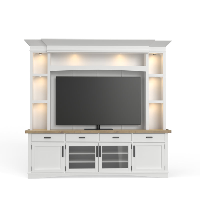 Parker House Americana Modern - Cotton 92 In. TV Console with Hutch Back Panel and LED Lights