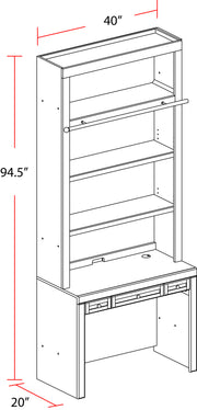Parker House Catalina 40 In. Library Desk and Hutch